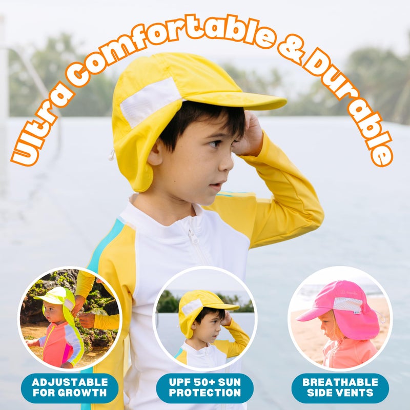 SwimZip Sun Hat with Neck Flap | UPF 50+ Protection for Baby, Toddler, and Kids Yellow - Image 5